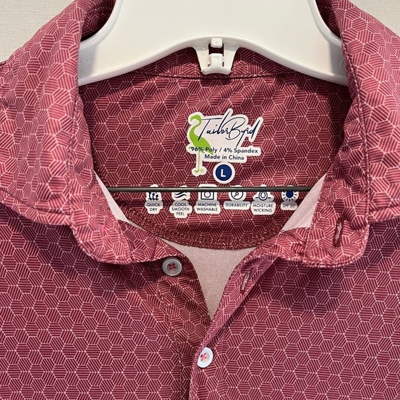 Tailor Byrd Performance Polo Burgundy Geometric Men’s L. - Picture 2 of 8